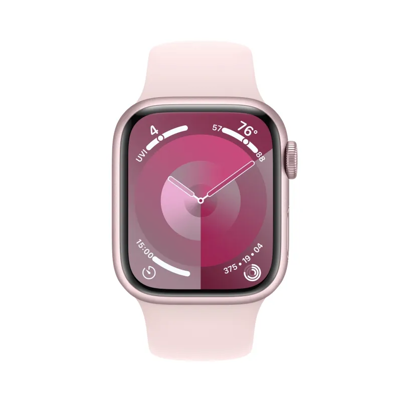 Apple Watch Series 9, 41 мм, корпус из алюминия розового цвета, спортивный ремешок розового цвета