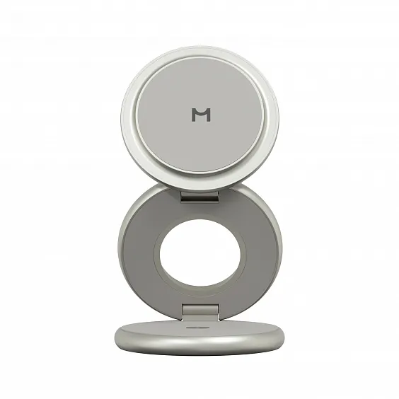 Складное беспроводное зарядное устройство 3в1 Magssory Signature Pro, с поддержкой Qi2, "Титановый"