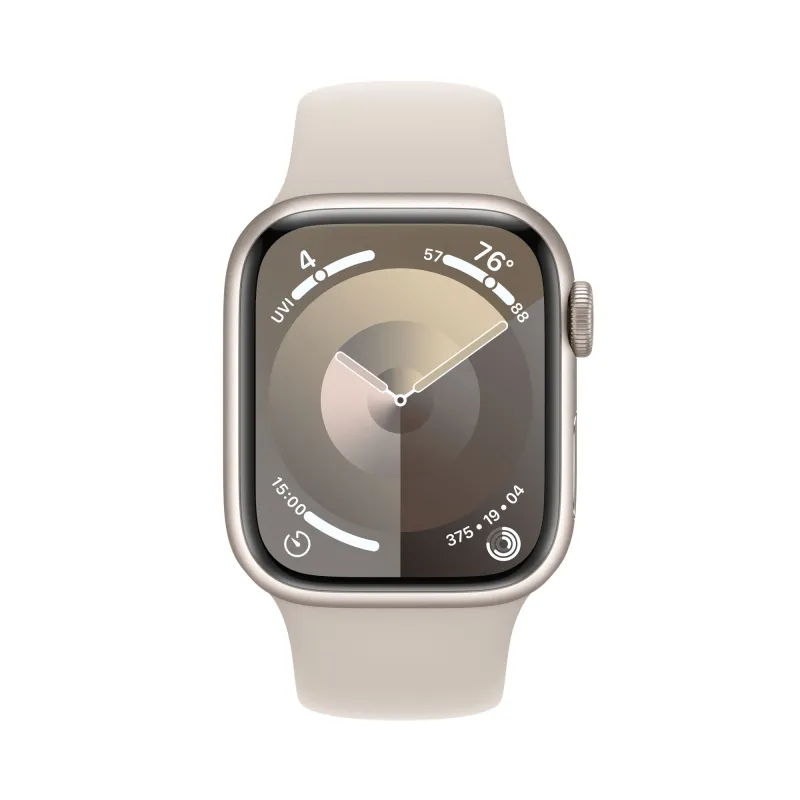Apple Watch Series 9, 41 мм, корпус из алюминия цвета «сияющая звезда», спортивный ремешок «сияющая звезда»