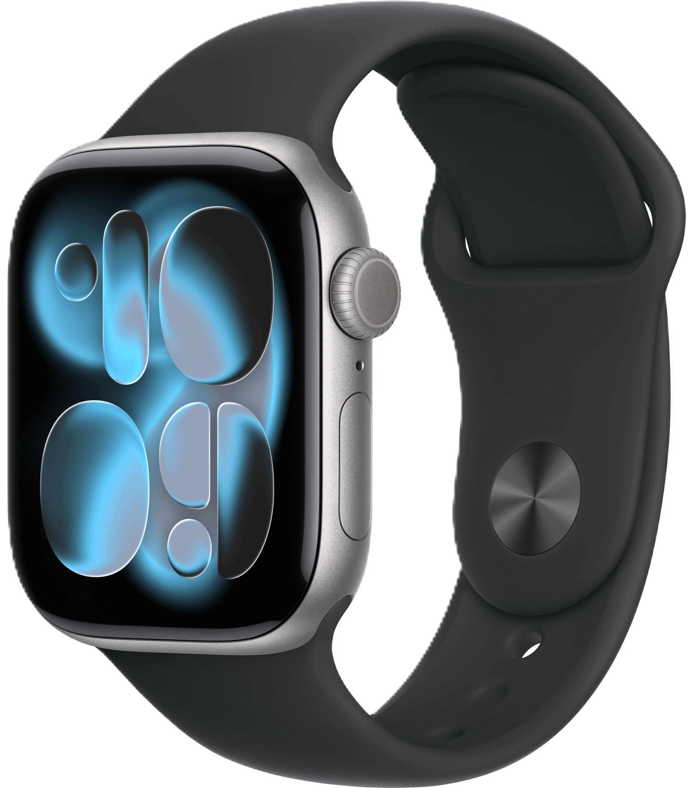 Apple Watch Series 11, 42 мм, корпус из алюминия цвета «космический серый», спортивный ремешок чёрного цвета