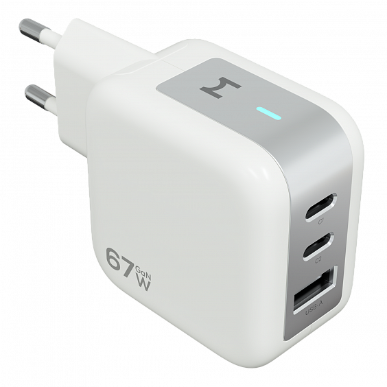 СЗУ Magssory Pulse 67Вт GaN, с функцией быстрой зарядки, Белый
