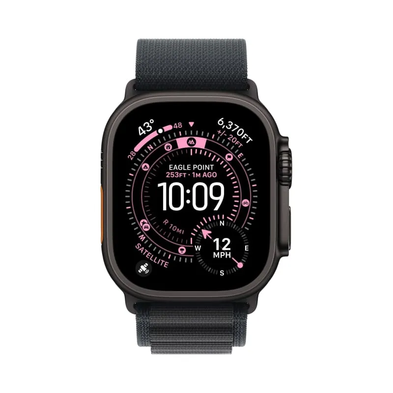 Apple Watch Ultra 3 GPS + Cellular, 49 мм, корпус из чёрного титана, ремешок Alpine чёрного цвета