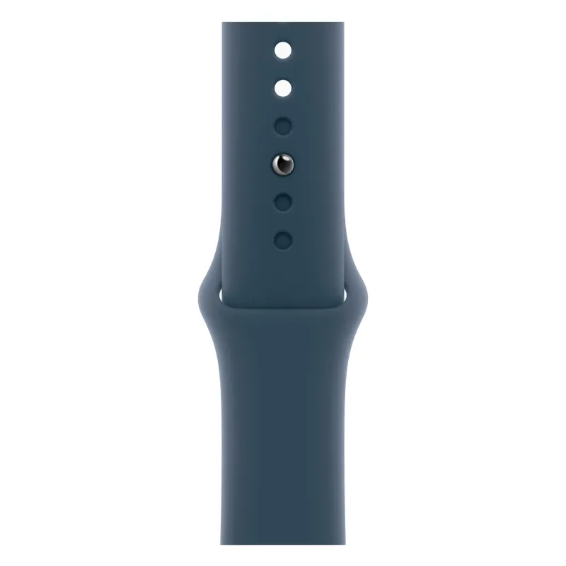 Apple Watch Series 9, 41 мм, корпус из алюминия серебристого цвета, спортивный ремешок цвета «грозовой синий»