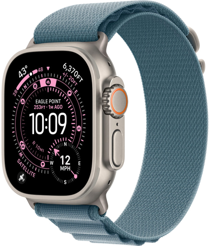 Apple Watch Ultra 3 GPS + Cellular, 49 мм, корпус из титана, ремешок Alpine светло-голубого цвета