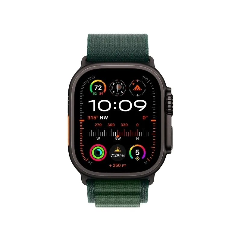 Apple Watch Ultra 2 GPS + Cellular, 49 мм, корпус из черного титана, ремешок Alpine темно-зеленого цвета