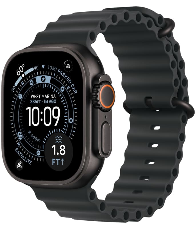 Apple Watch Ultra 3 GPS + Cellular, 49 мм, корпус из чёрного титана, ремешок Ocean чёрного цвета