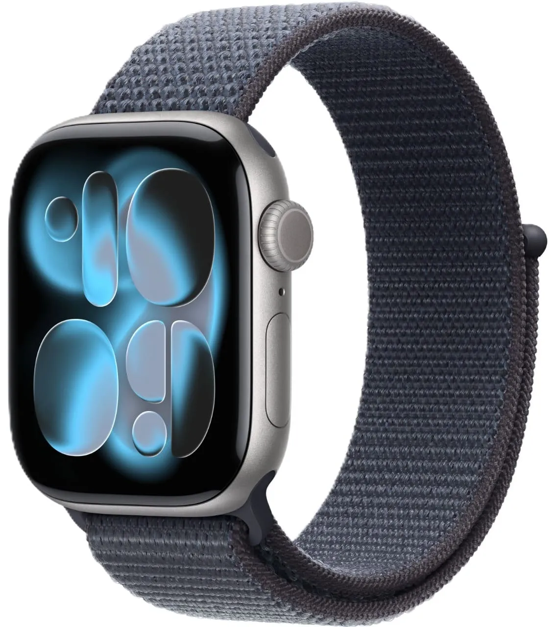 Apple Watch Series 11, 46 мм, корпус из алюминия цвета «космический серый», спортивный ремешок Loop цвета «якорный синий»