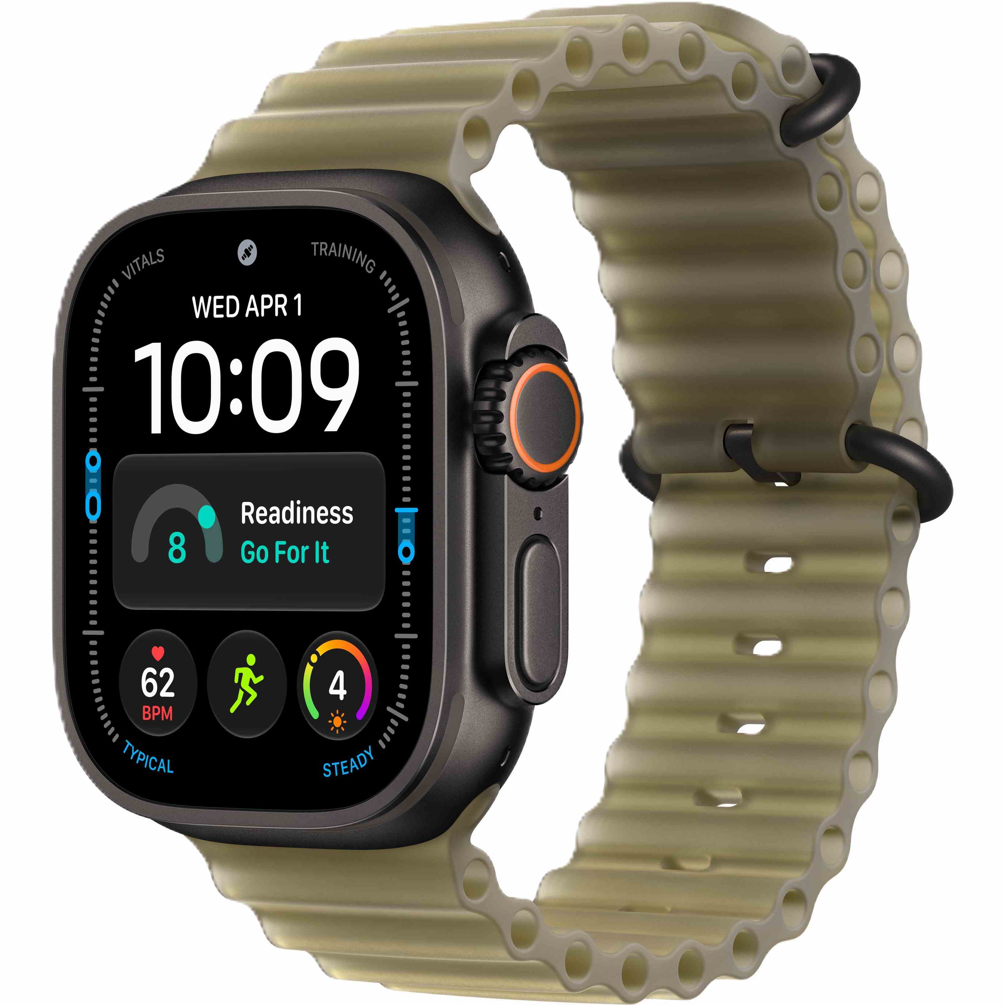 Apple Watch Ultra 4 GPS + Cellular, 49 мм, корпус из чёрного титана, ремешок Ocean цвета «полупрозрачная ламинария»