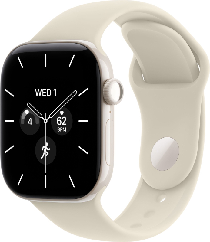 Apple Watch Series 12, 46 мм, Ceramic, корпус жемчужно-белого цвета, спортивный ремешок песочного цвета