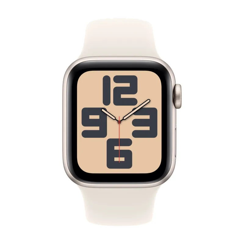 Apple Watch SE (2024), 40 мм, корпус из алюминия цвета «сияющая звезда», спортивный ремешок «сияющая звезда»