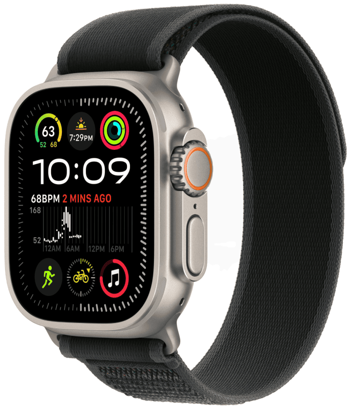 Apple Watch Ultra 2 GPS + Cellular, 49 мм, корпус из титана, ремешок Trail черного цвета