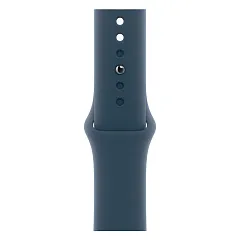 Apple Watch Series 9, 45 мм, корпус из алюминия серебристого цвета, спортивный ремешок цвета «грозовой синий»
