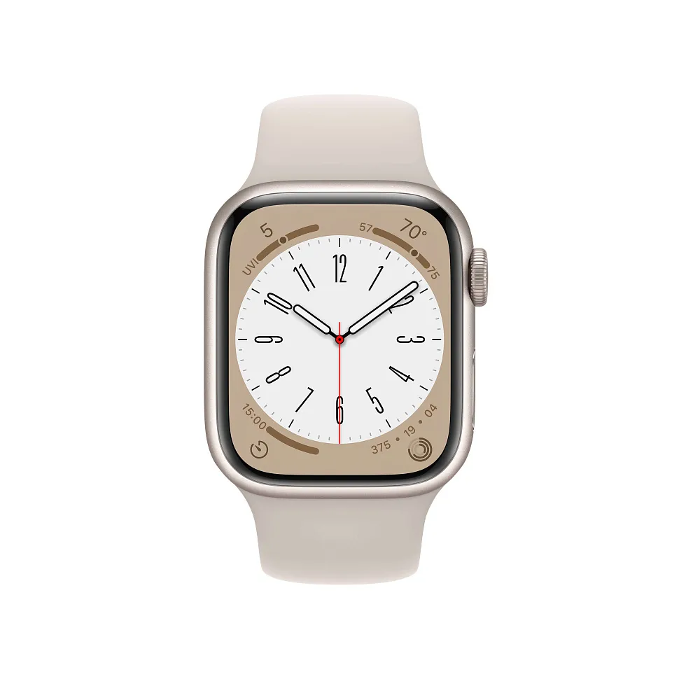 Apple Watch Series 8, 41 мм, корпус из алюминия цвета «сияющая звезда», спортивный ремешок «сияющая звезда»