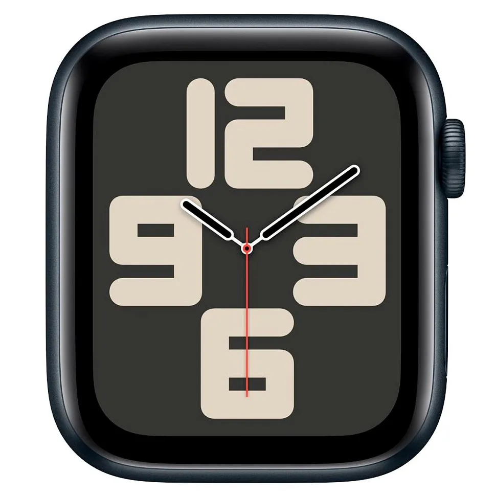 Apple Watch SE (2023), 44 мм, корпус из алюминия цвета «тёмная ночь», спортивный ремешок «тёмная ночь»