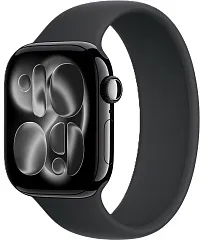 Apple Watch Series 11, 42 мм, корпус из алюминия цвета «чёрный глянец», спортивный ремешок чёрного цвета