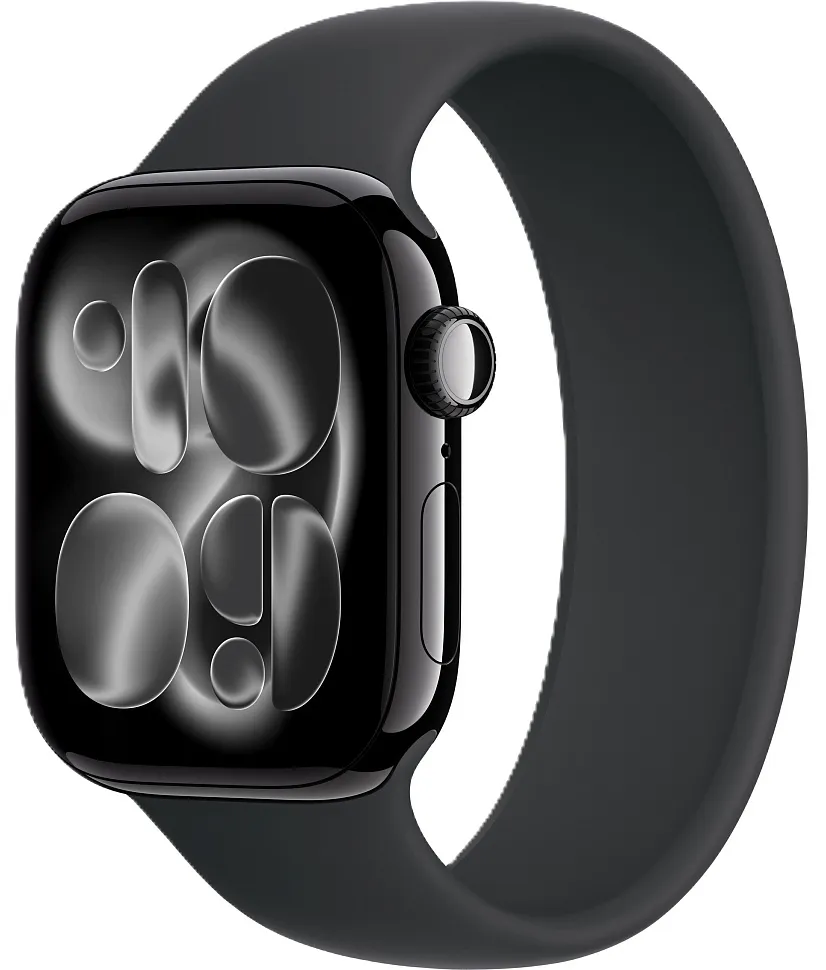 Apple Watch Series 11, 42 мм, корпус из алюминия цвета «чёрный глянец», спортивный ремешок чёрного цвета
