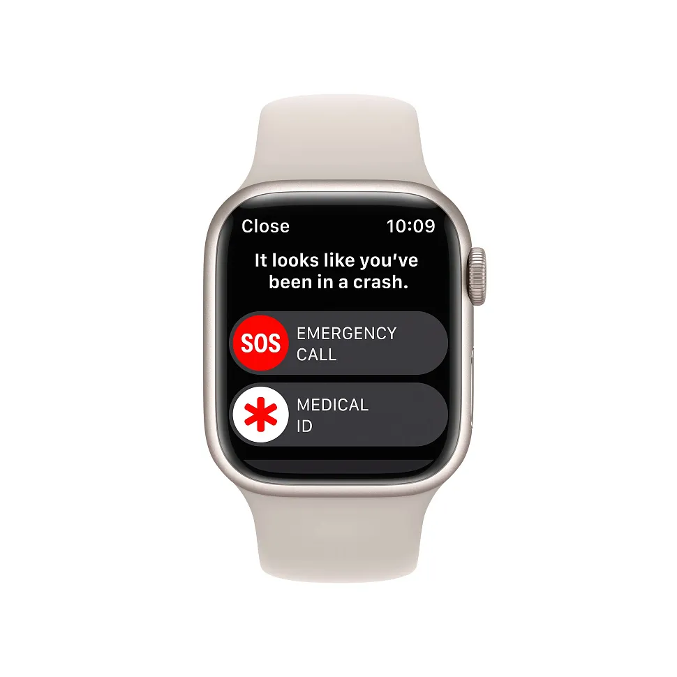 Apple Watch Series 8, 41 мм, корпус из алюминия цвета «сияющая звезда», спортивный ремешок «сияющая звезда»