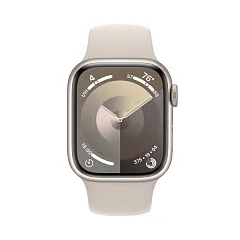 Apple Watch Series 9, 41 мм, корпус из алюминия цвета «сияющая звезда», спортивный ремешок «сияющая звезда»