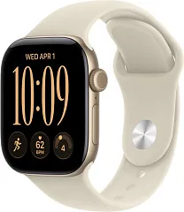 Apple Watch Series 12, 46 мм, корпус из алюминия цвета «светлое золото», спортивный ремешок песочного цвета