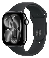 Apple Watch Series 11, 46 мм, корпус из алюминия цвета «чёрный глянец», спортивный ремешок чёрного цвета