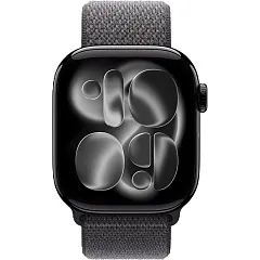 Apple Watch Series 11, 46 мм, корпус из алюминия цвета «чёрный глянец», спортивный ремешок Loop тёмно-серого цвета