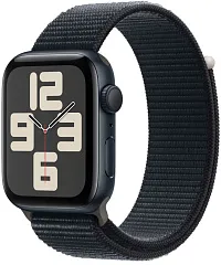 Apple Watch SE (2023), 44 мм, корпус из алюминия цвета «тёмная ночь», спортивный ремешок Loop  «тёмная ночь»