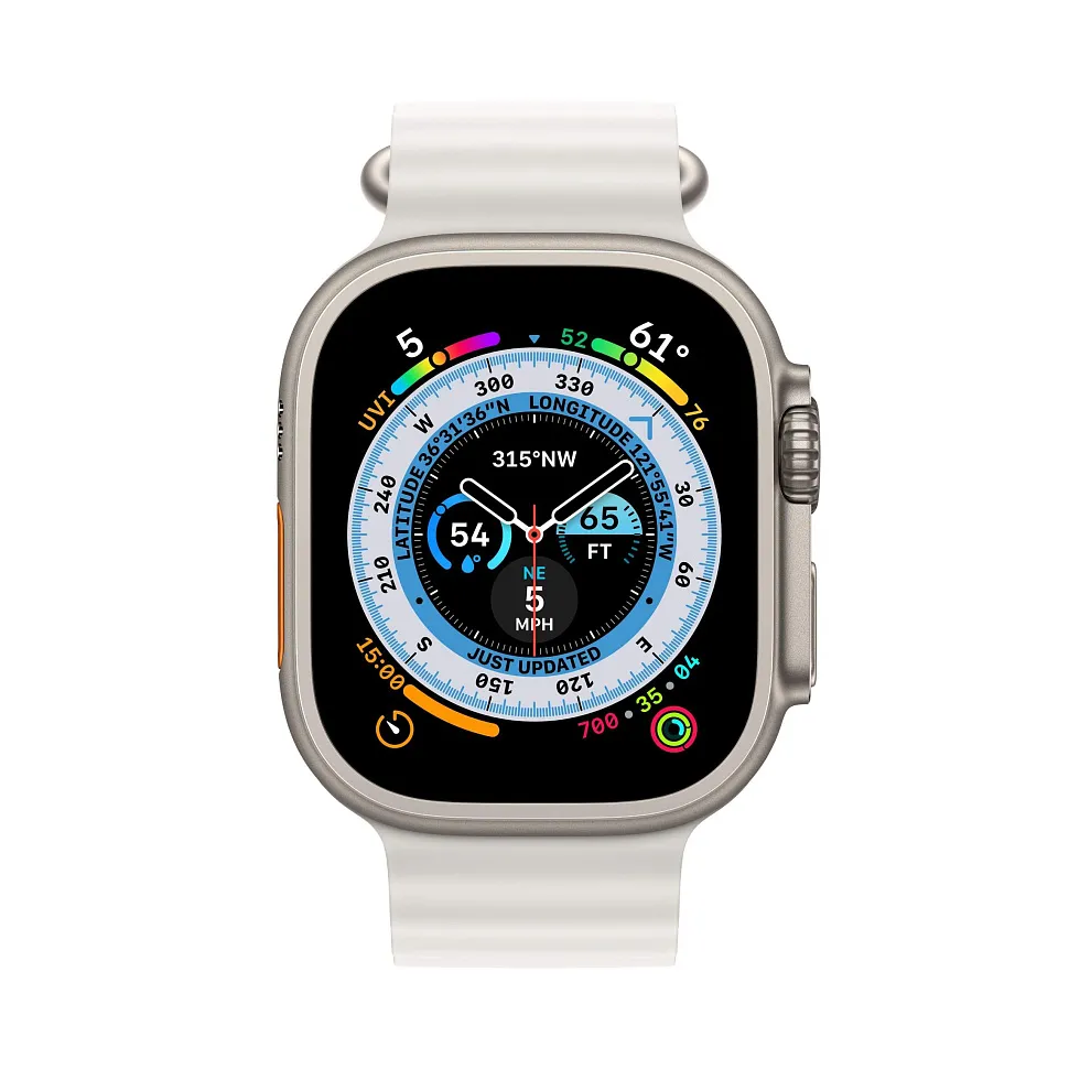 Apple Watch Ultra GPS + Cellular, 49 мм, корпус из титана, ремешок Ocean белого цвета