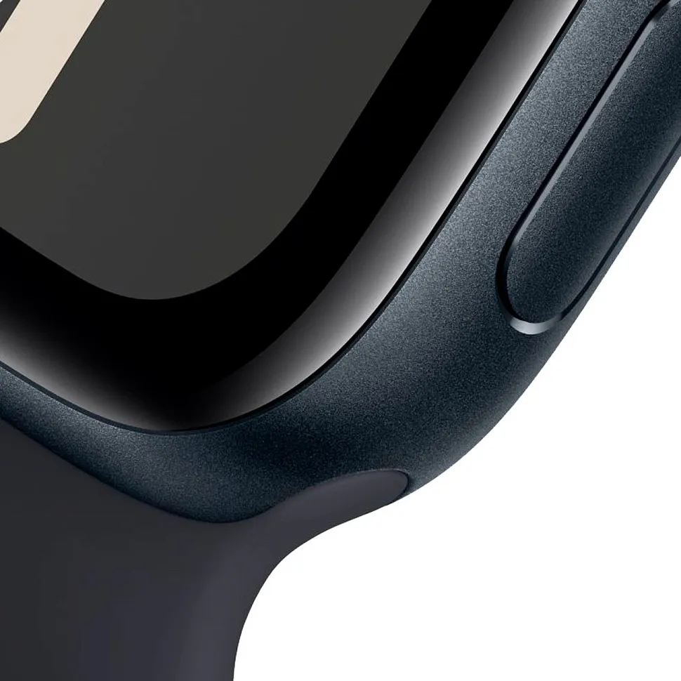 Apple Watch SE (2023), 44 мм, корпус из алюминия цвета «тёмная ночь», спортивный ремешок «тёмная ночь»
