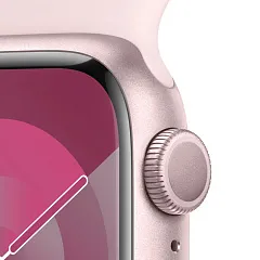 Apple Watch Series 9, 41 мм, корпус из алюминия розового цвета, спортивный ремешок розового цвета