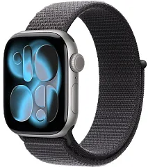 Apple Watch Series 11, 46 мм, корпус из алюминия цвета «космический серый», спортивный ремешок Loop тёмно-серого цвета