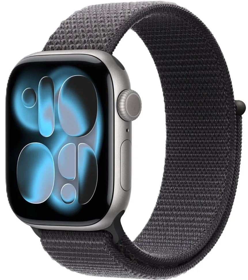 Apple Watch Series 11, 46 мм, корпус из алюминия цвета «космический серый», спортивный ремешок Loop тёмно-серого цвета
